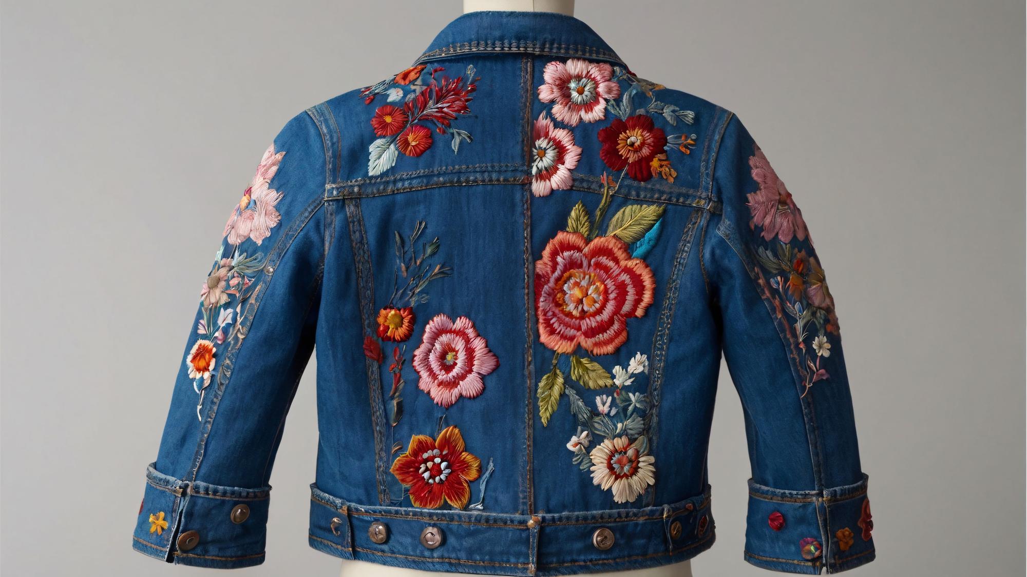 Embroidered jacket sleeve with floral motif