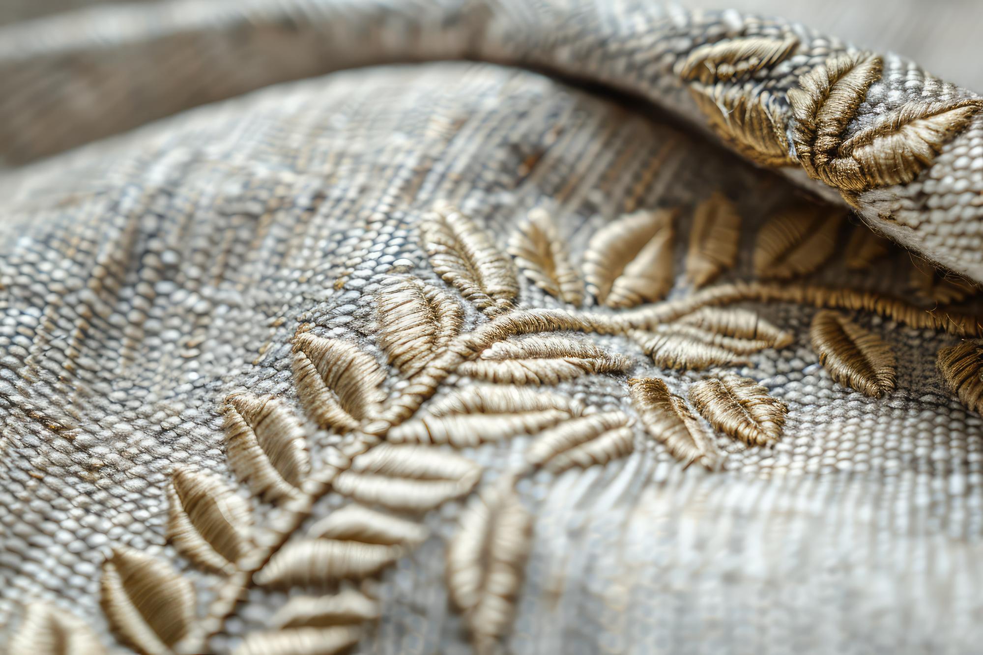 Close up monogram embroidery on linen